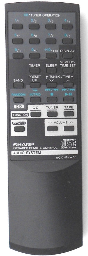 Sharp QT-CD170, RCONTHW30 replacement remote control different look