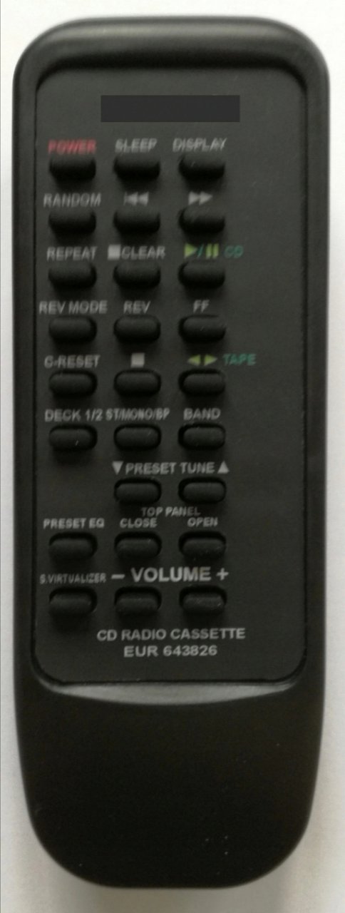 Panasonic EUR643826 replacement remote control with same discretion for RX-ED77